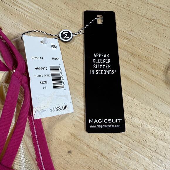 Magicsuit NWT Susan One Piece Ruby Red Pink Size 14 Underwire Bra Full Coverage - Picture 5 of 13